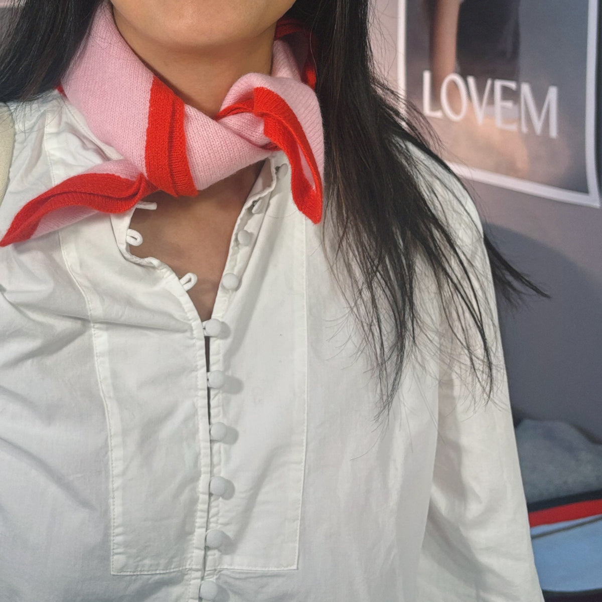 <預購> Mini Scarf 100% cashmere羊絨小方巾 粉紅/紅 Pink/Red