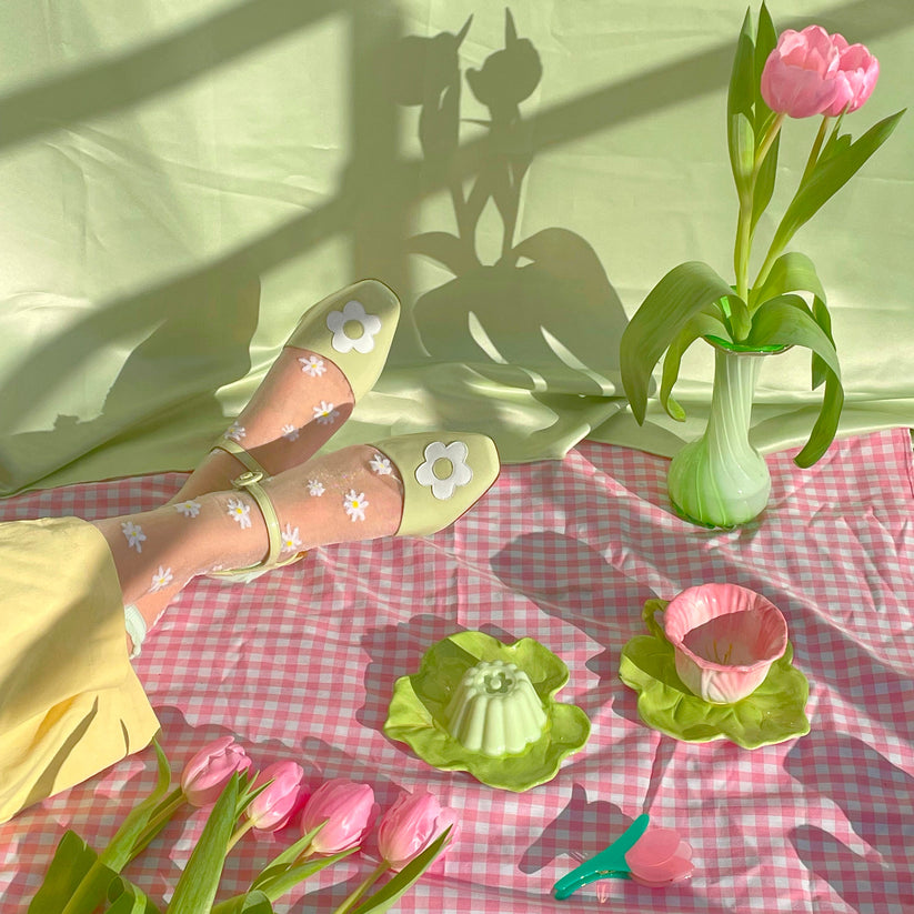 法國Coucou Suzette 雛菊透膚中長襪 Daisy Sheer Socks