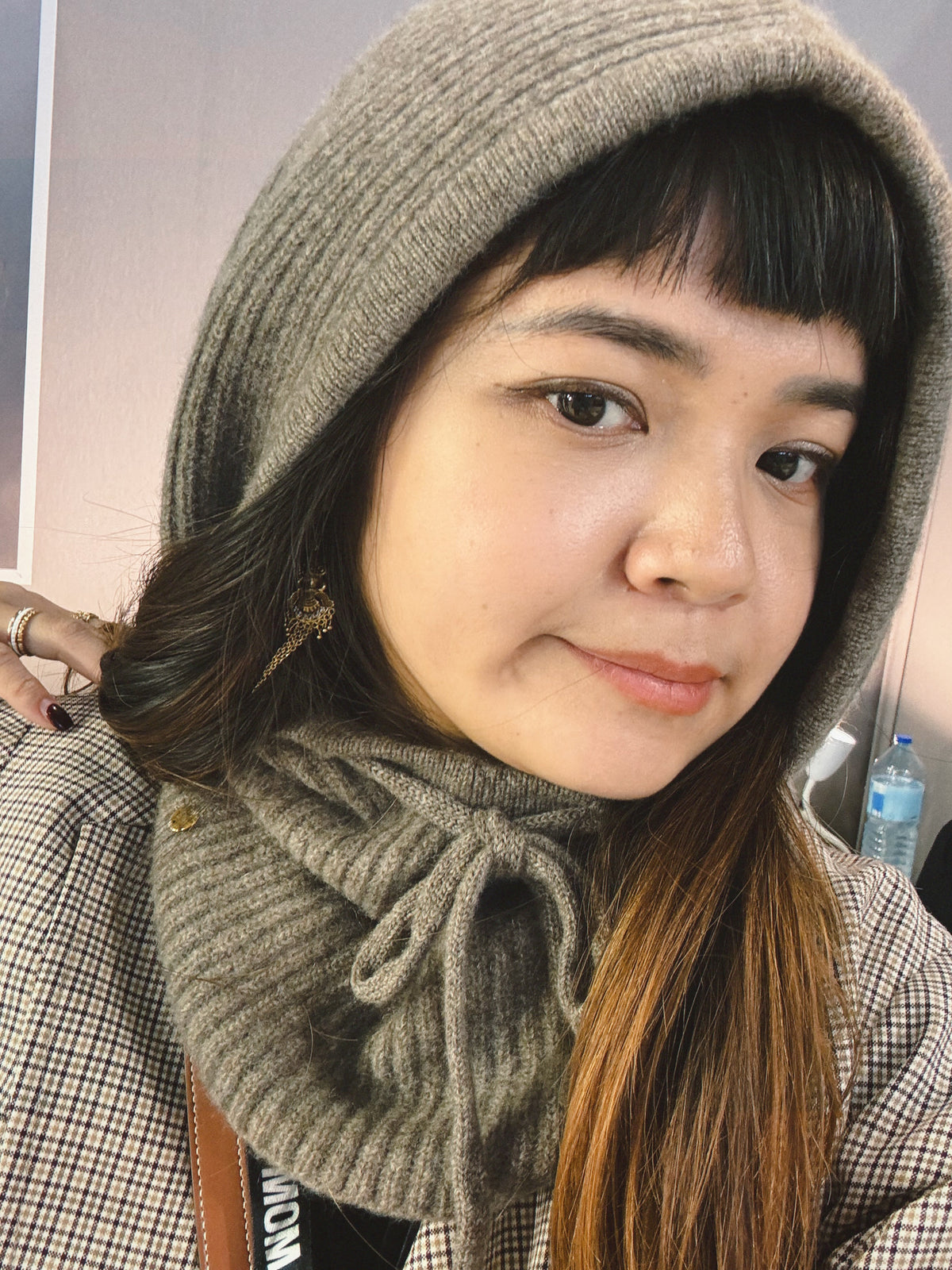 <預購> Hooded Beanie 100%cashmere羊絨連帽圍脖 灰棕 Taupe
