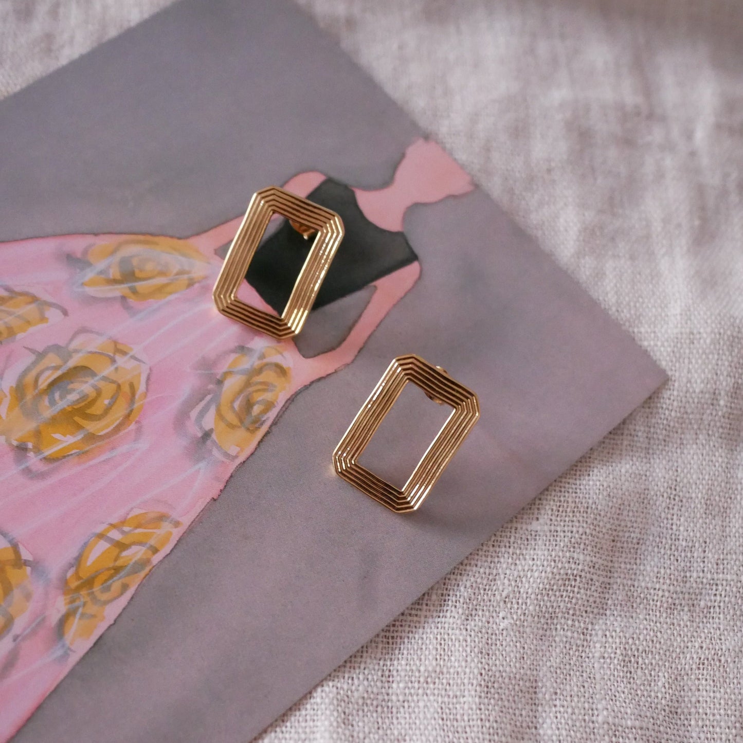 Ginnie矩形條紋耳環