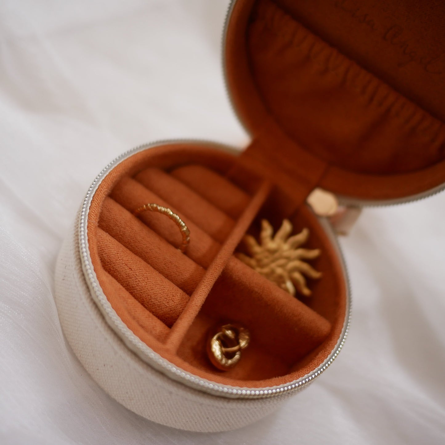 Bouquet花草刺繡亞麻首飾盒