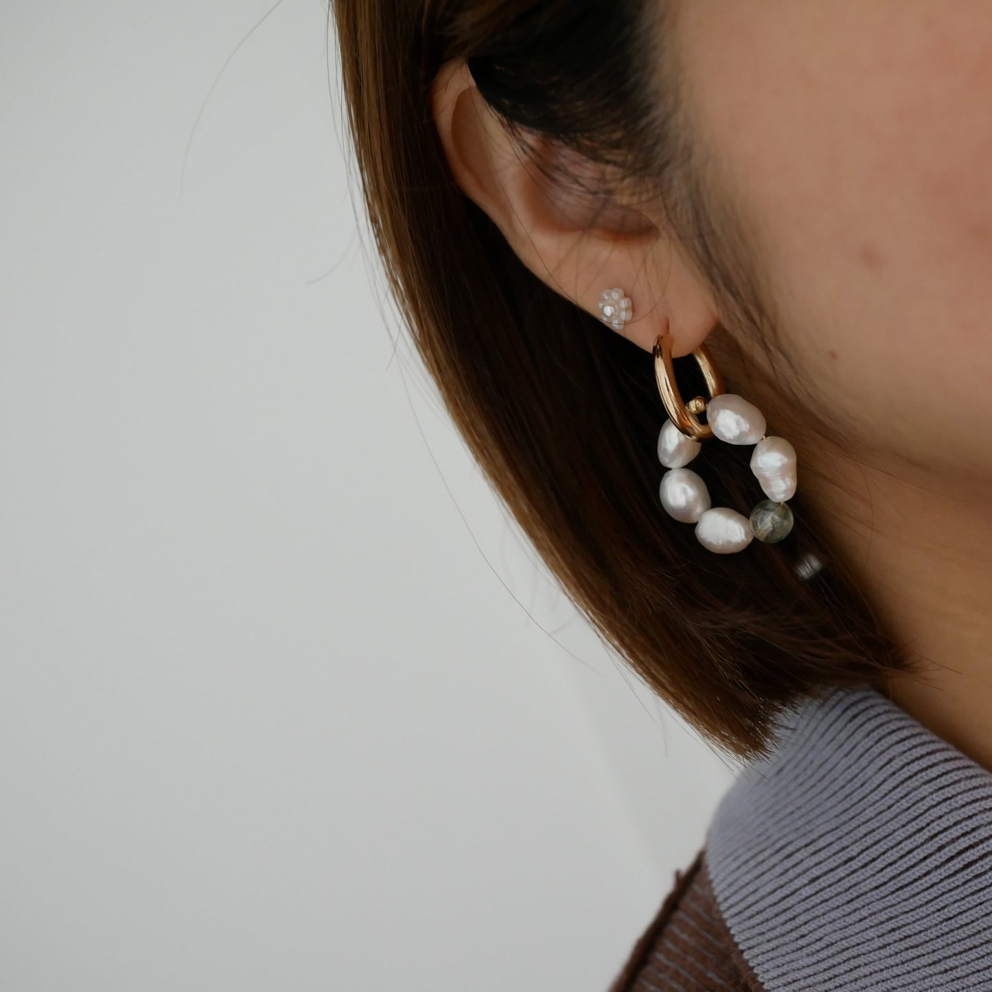 Bloom hoops珍珠圈圈環形耳環