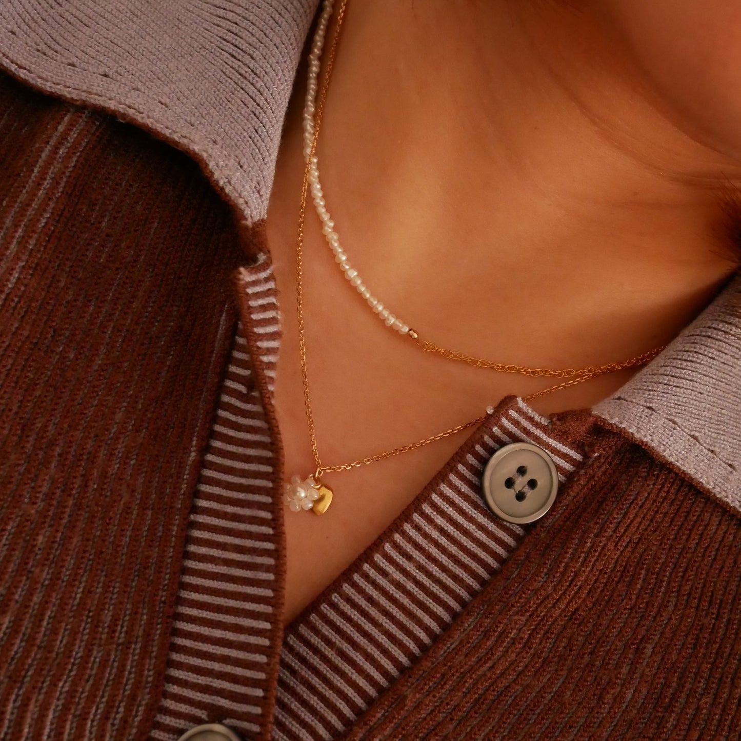 Maggie迷你珍珠雙材質項鍊