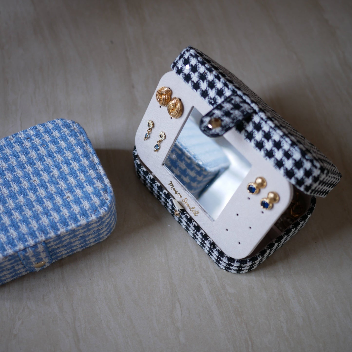 Brigitte千鳥格紋大款首飾盒