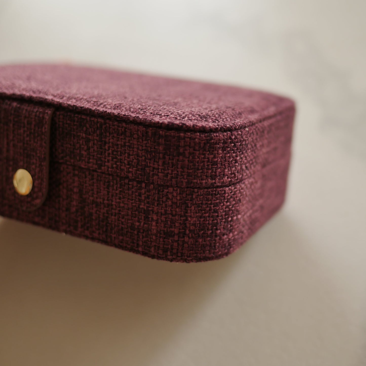 Prune酒紅亞麻大款首飾盒