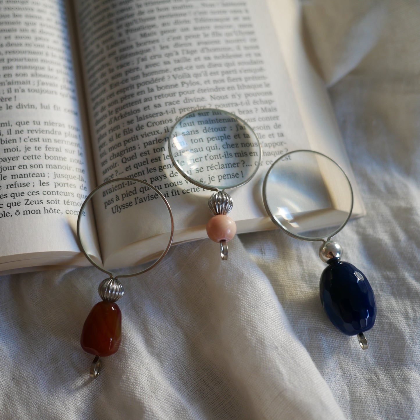 160 Vintage 手工銀製石把放大鏡