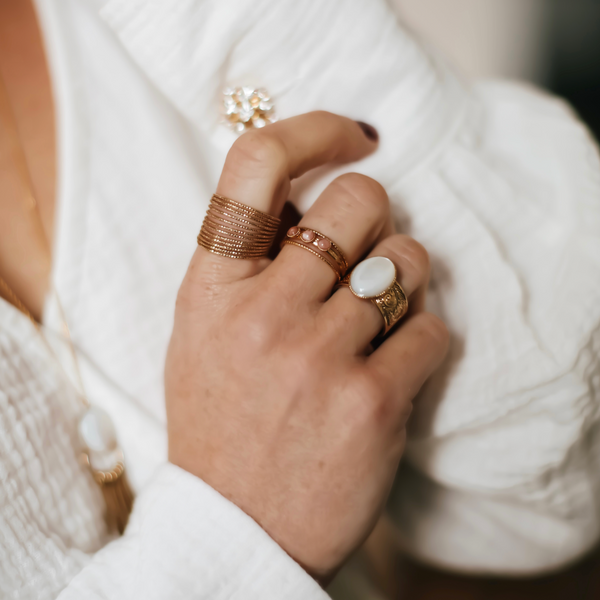 Solaire礦石三石戒指