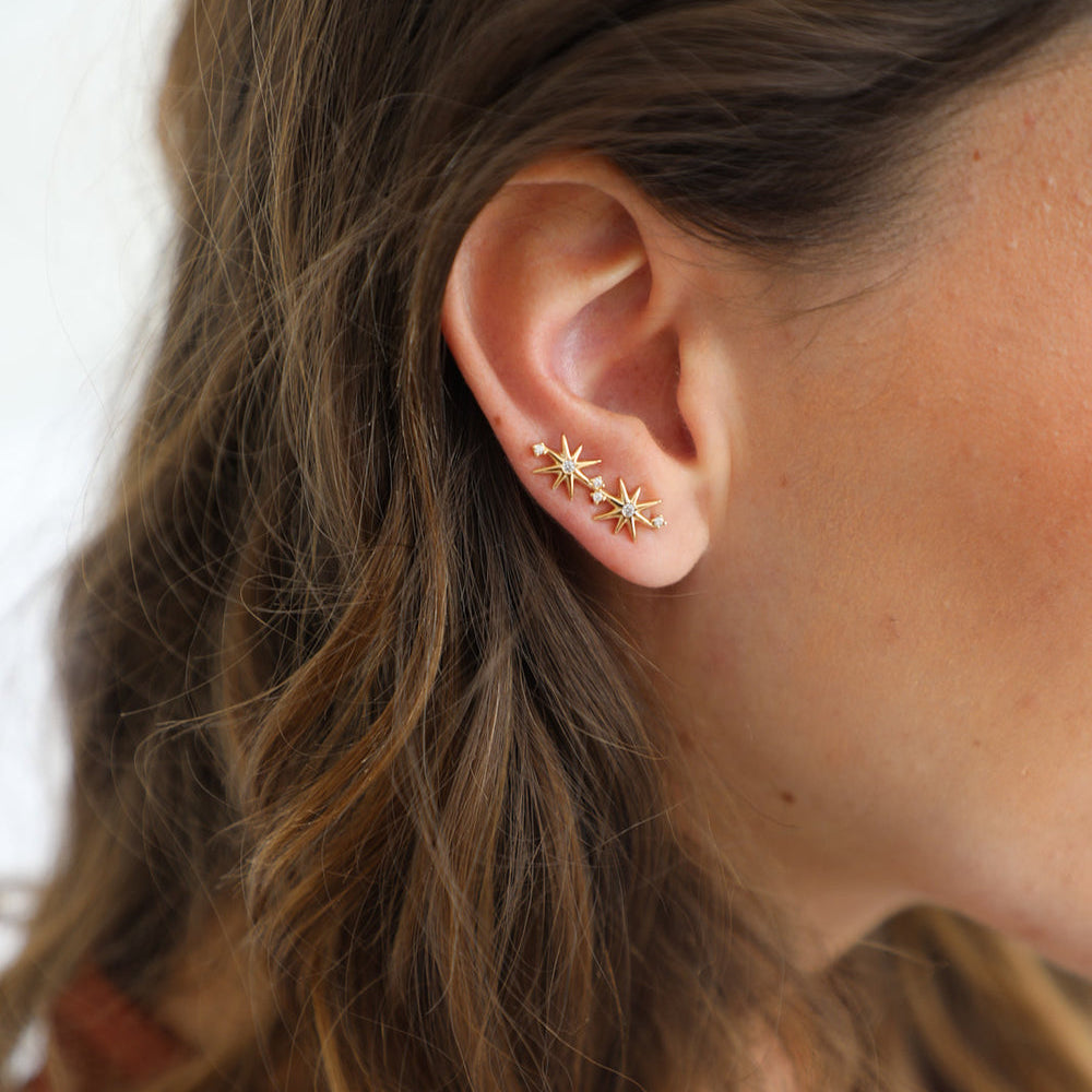Sena閃亮之星爬耳式耳環