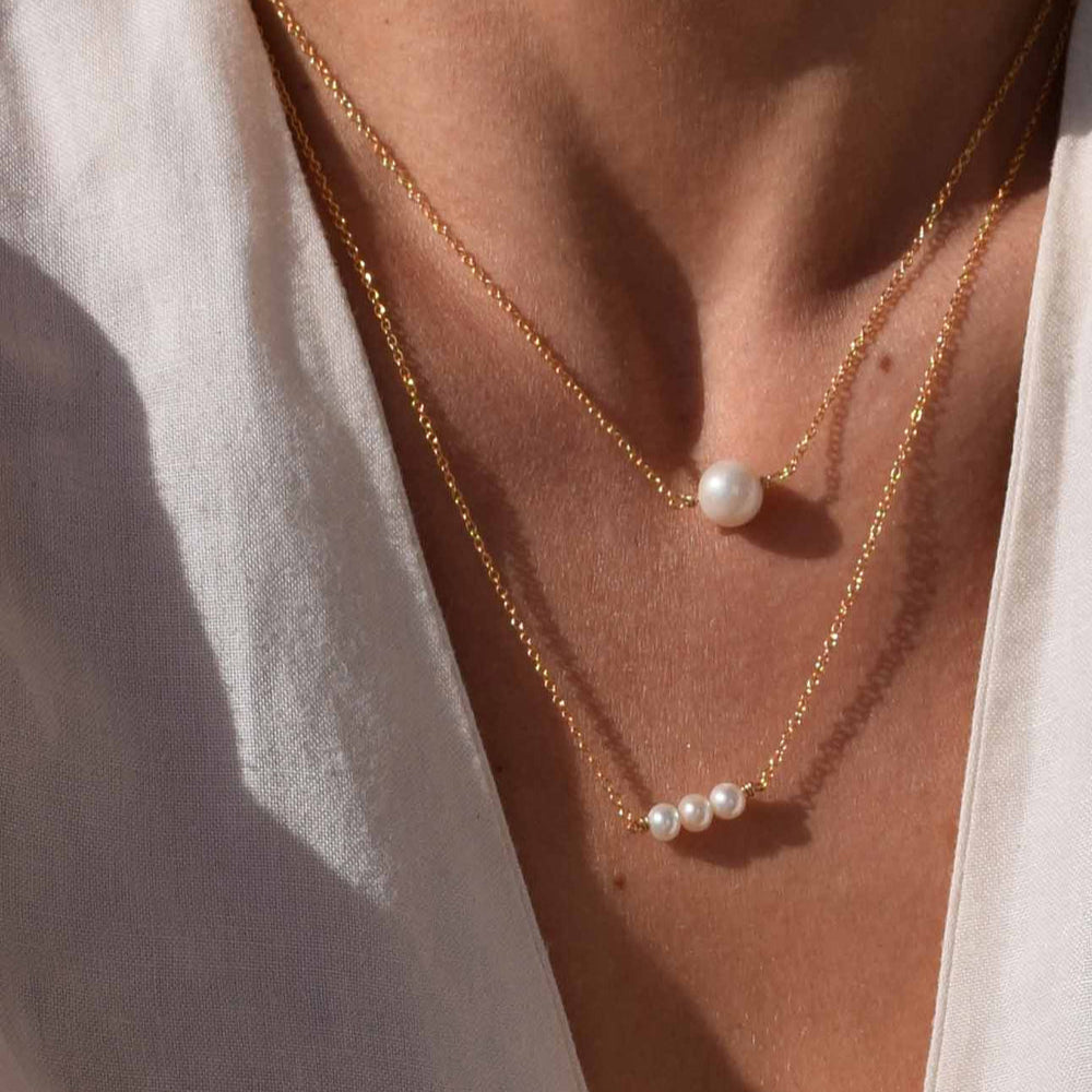 Bolly三珠淡水珍珠項鍊