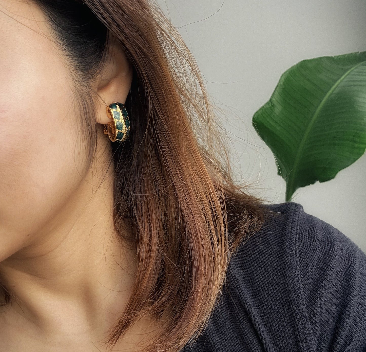 131 Vintage古董夾式耳環