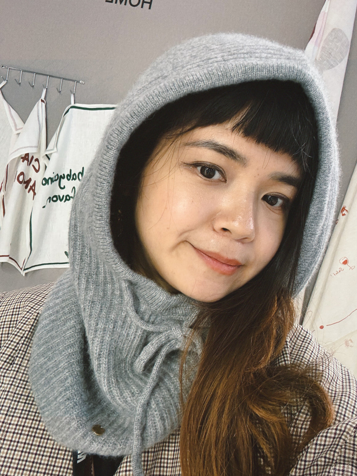 <預購> Hooded Beanie 100%cashmere羊絨連帽圍脖 灰 Grey