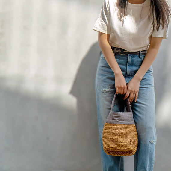Linen Crochet亞麻草編手提袋// ENA KUAM