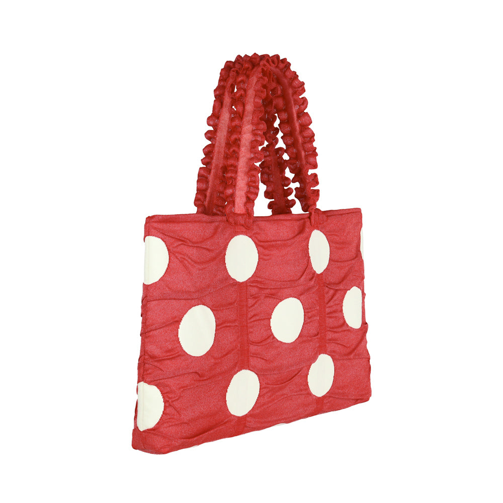 \早鳥預購中 現折$200/
 Polka dot圓點大型購物包 櫻桃紅