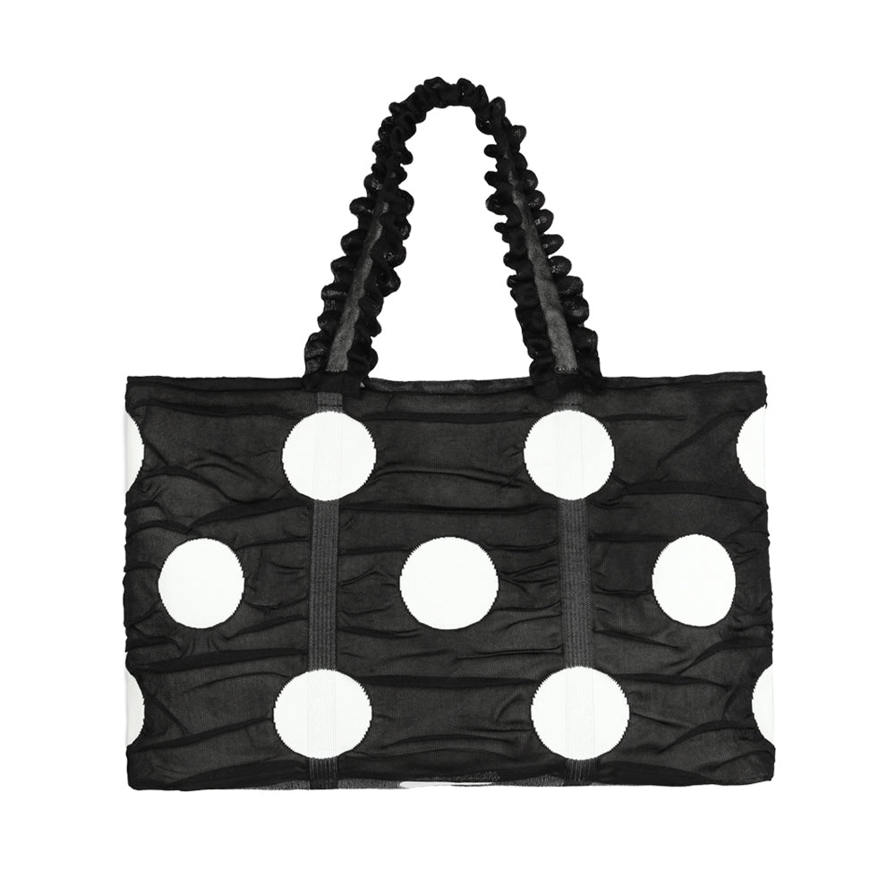 \早鳥預購中 現折$200/ Polka dot圓點大型購物包 經典黑