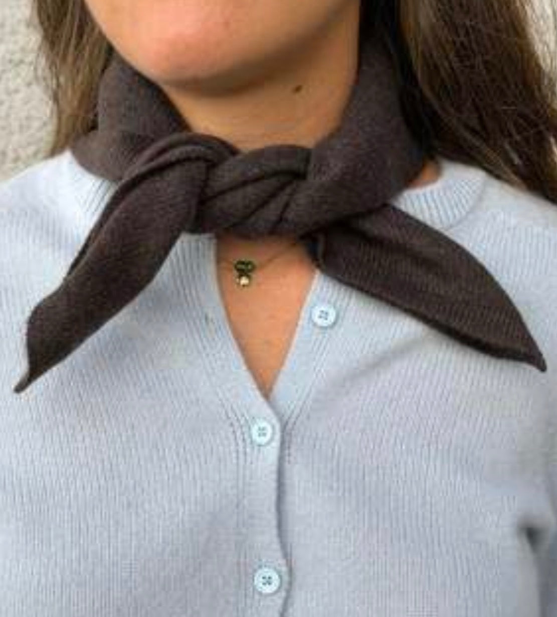 <預購> Mini Scarf 100% cashmere羊絨小方巾 深棕 Brown