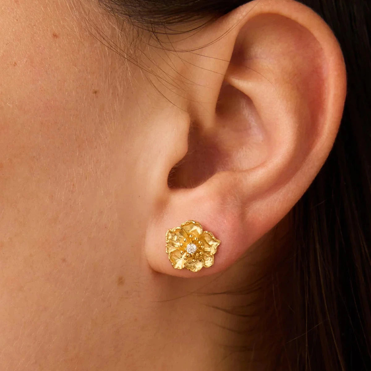 (預購款)Zinnia五瓣花造型鑽石耳環