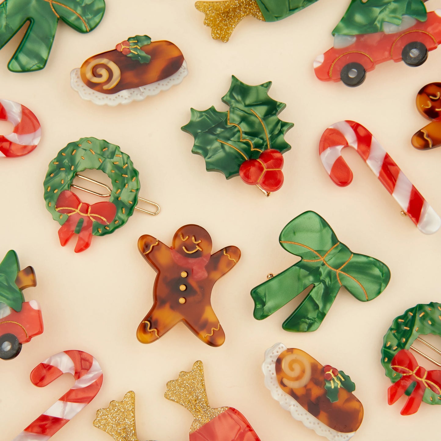 法國Coucou Suzette 聖誕樹幹蛋糕髮夾 Bûche de Noël Hair Clip