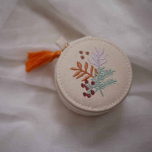 Bouquet花草刺繡亞麻首飾盒