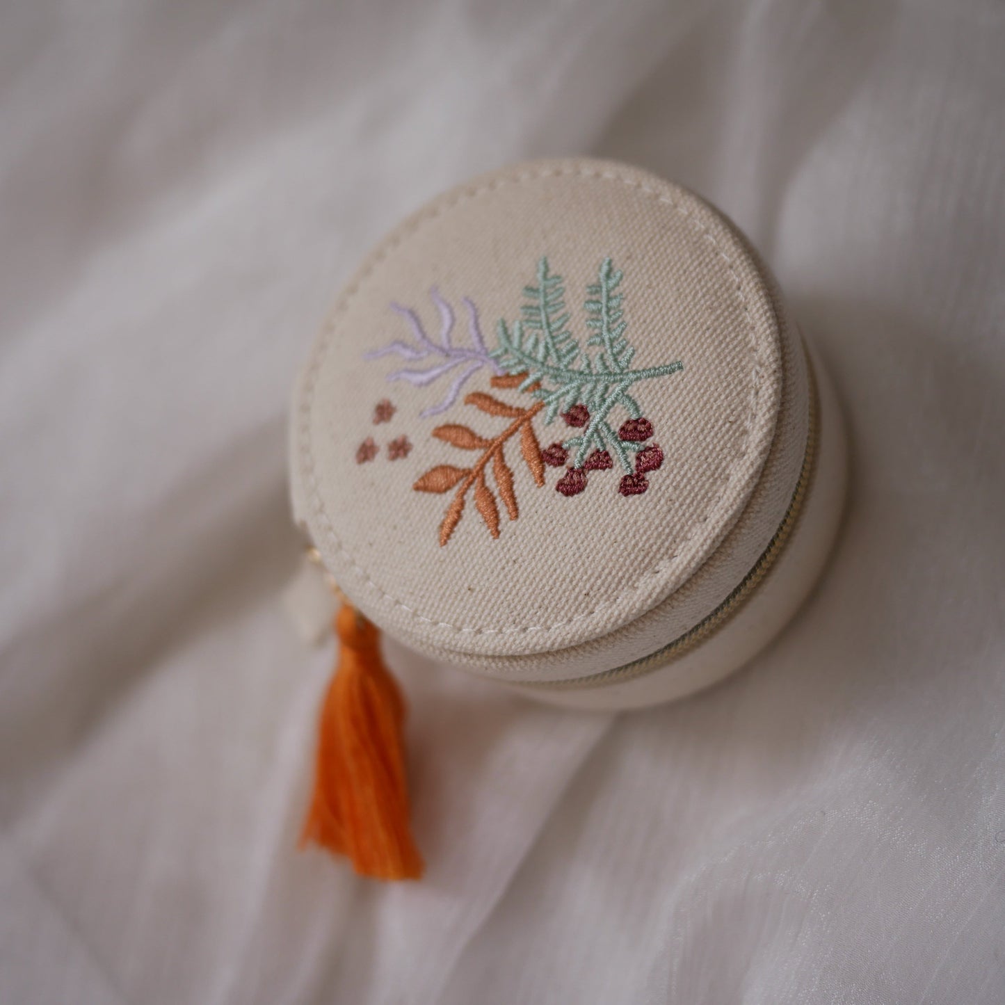 Bouquet花草刺繡亞麻首飾盒