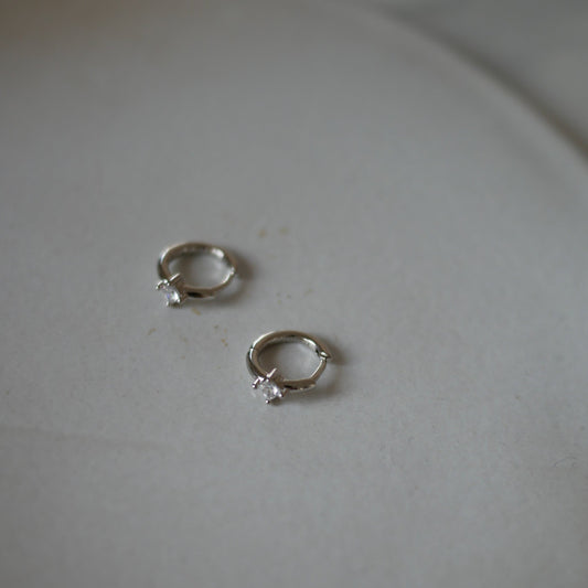 Mini Base Zircon Palladium迷你環形耳環 (Charms耳墜適用)