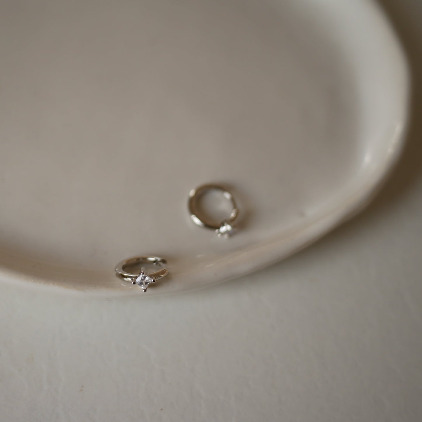 Mini Base Zircon Palladium迷你環形耳環 (Charms耳墜適用)