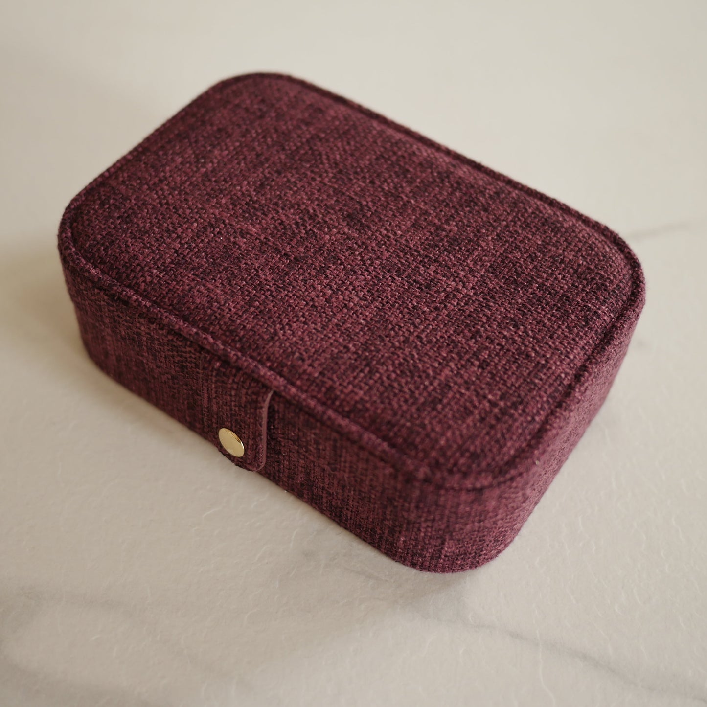 Prune酒紅亞麻大款首飾盒