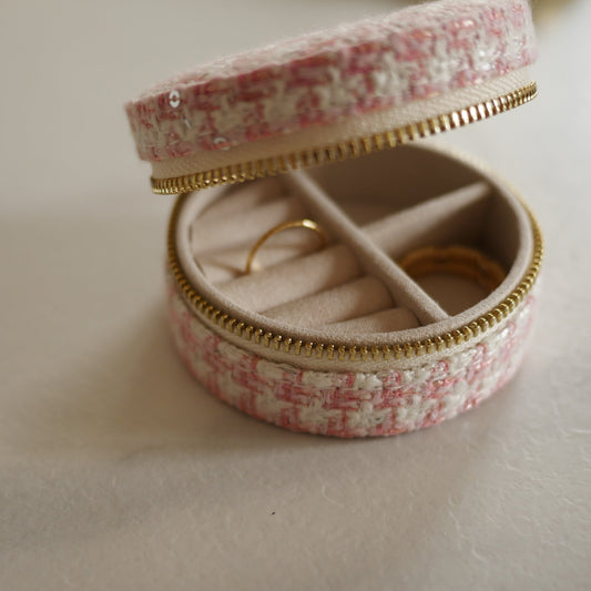 Tweed千鳥格紋圓形首飾盒