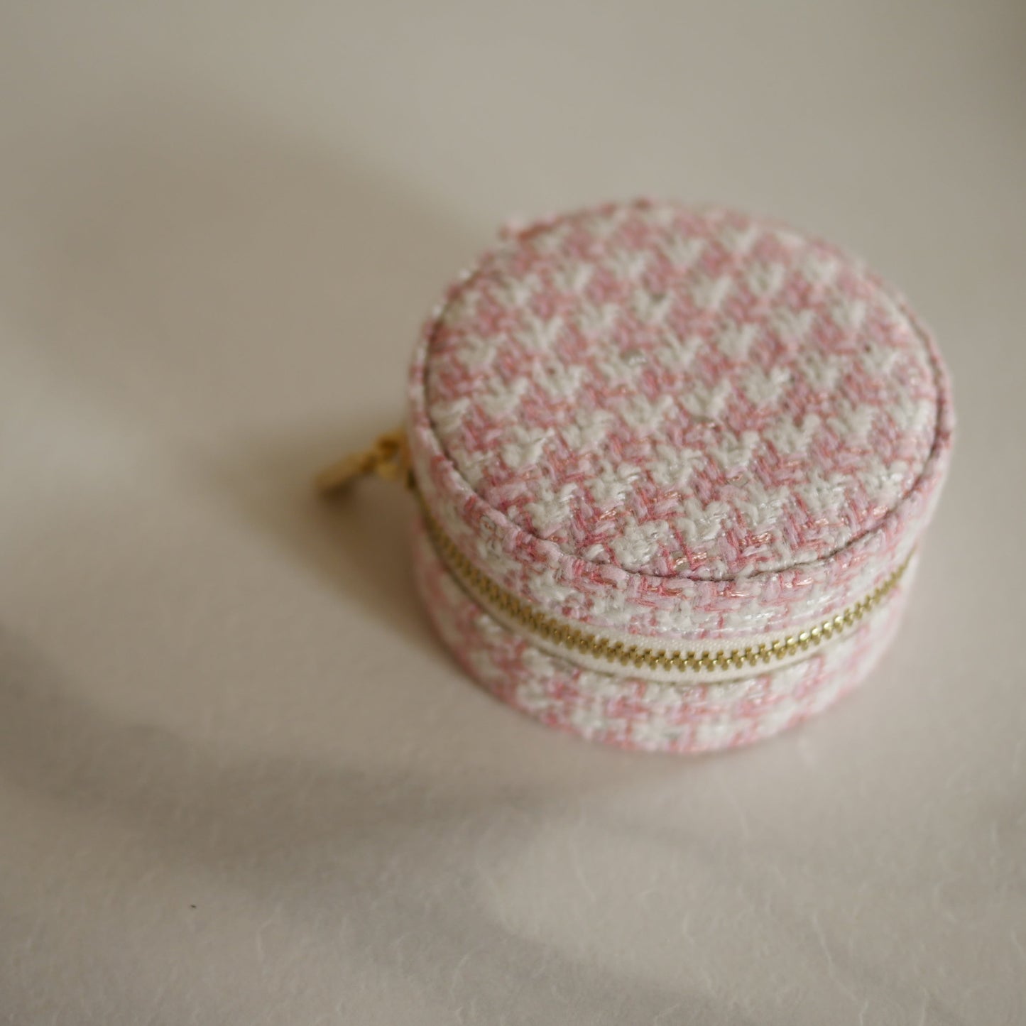 Tweed千鳥格紋圓形首飾盒