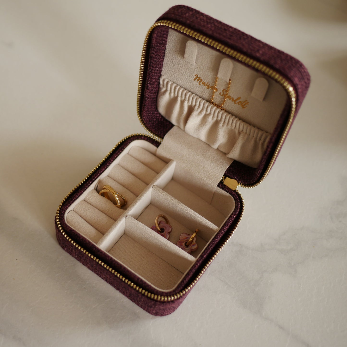 Corinne亞麻方形首飾盒