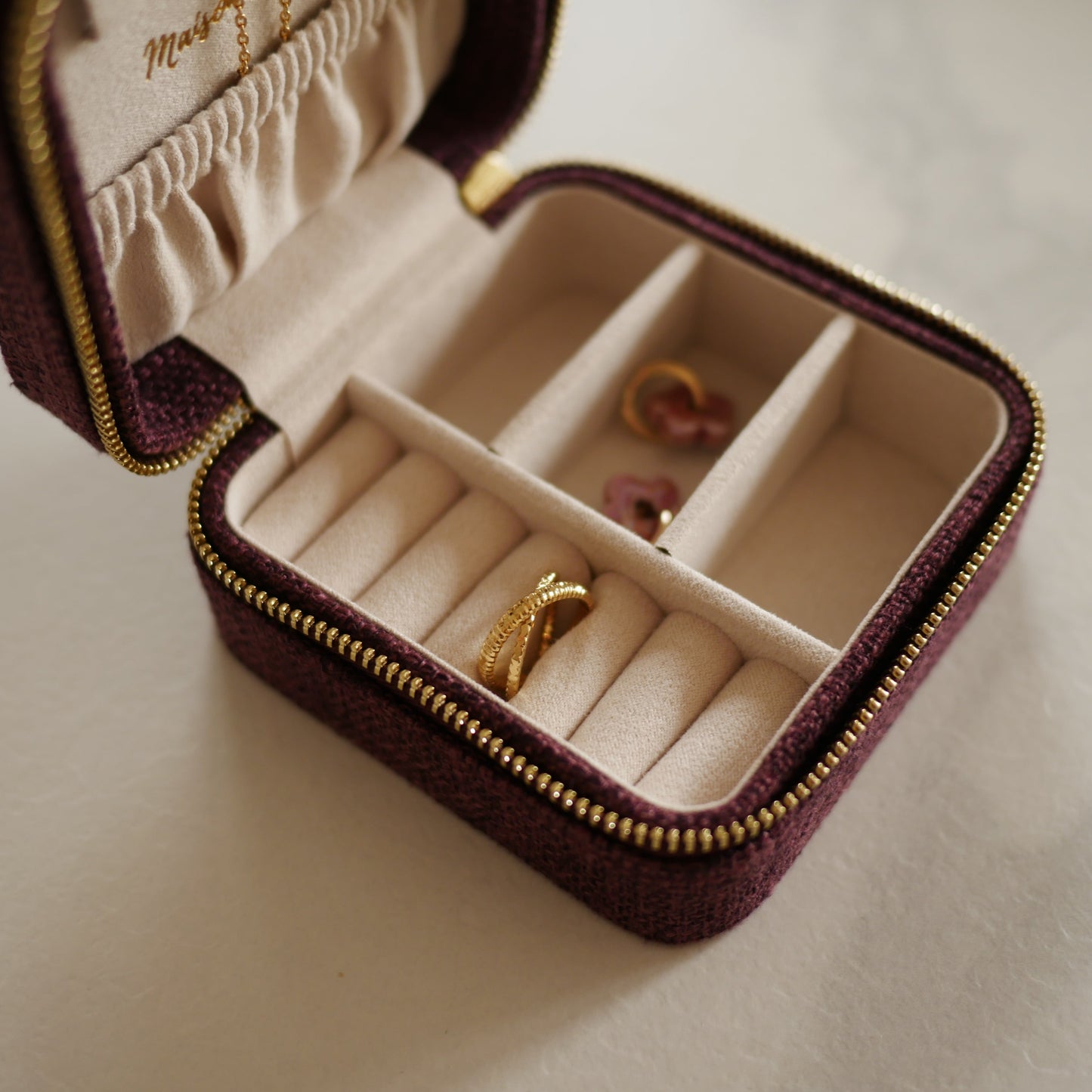 Corinne亞麻方形首飾盒