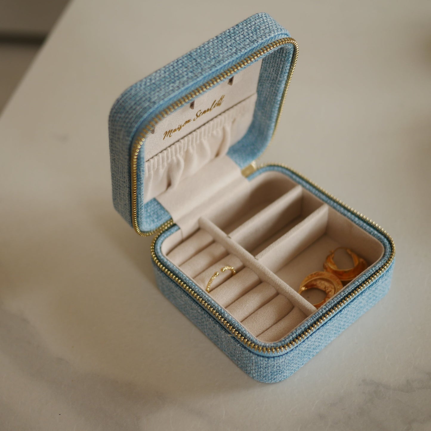 Corinne亞麻方形首飾盒