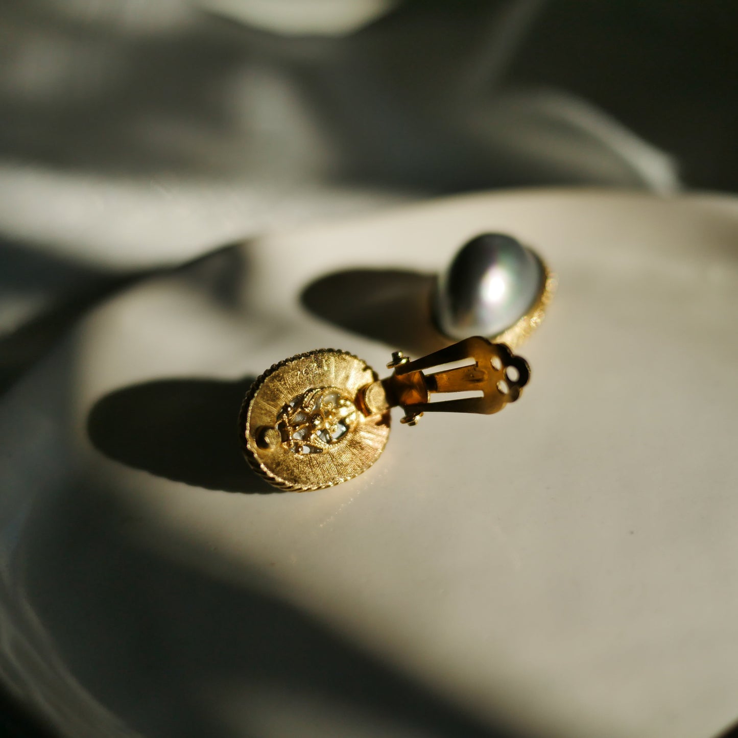 123 Vintage古董夾式耳環