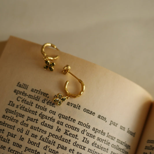 Fausta綠石幸運草耳環