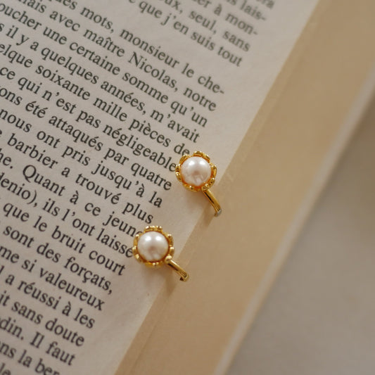 136 Vintage古董夾式珍珠耳環