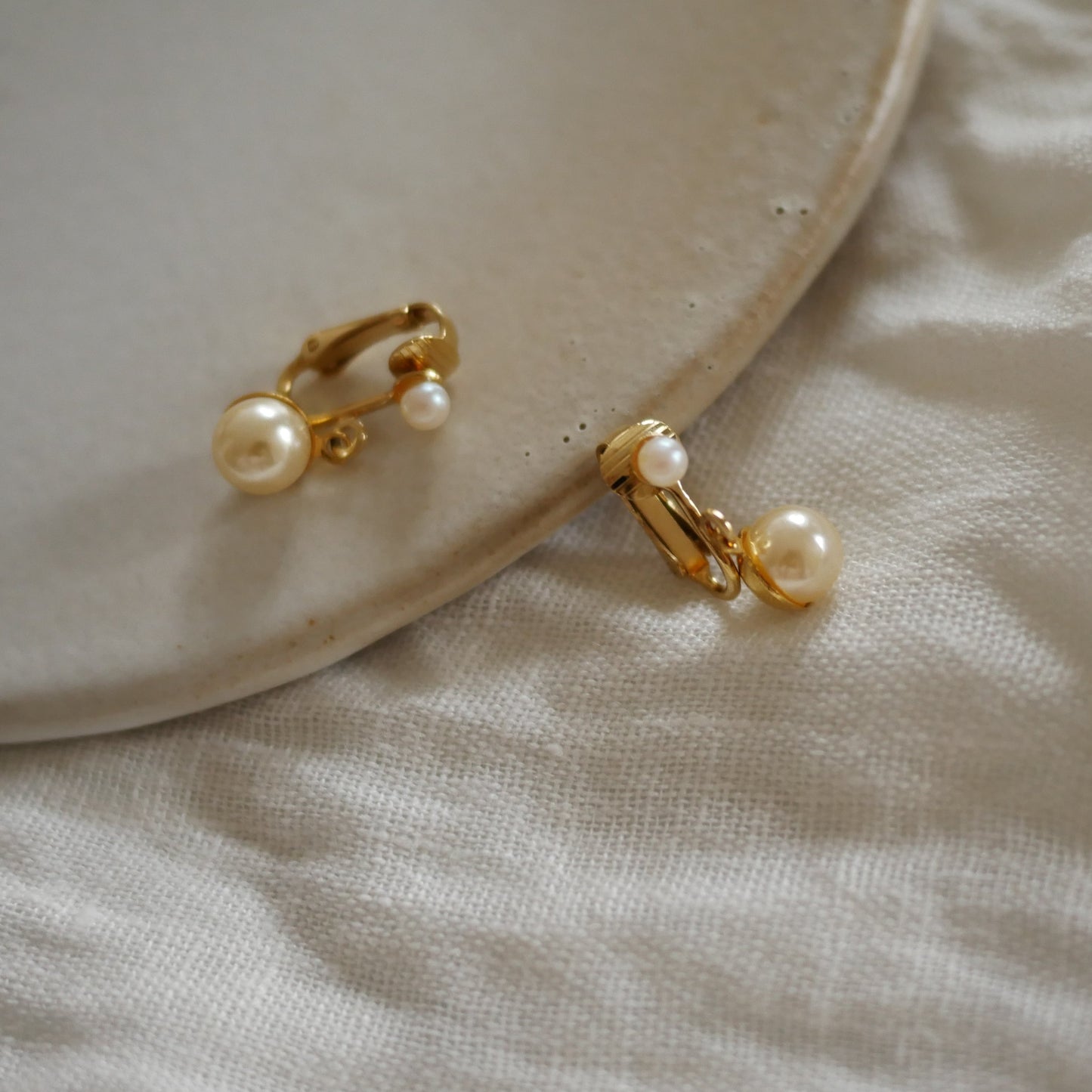 137 Vintage古董夾式珍珠耳環