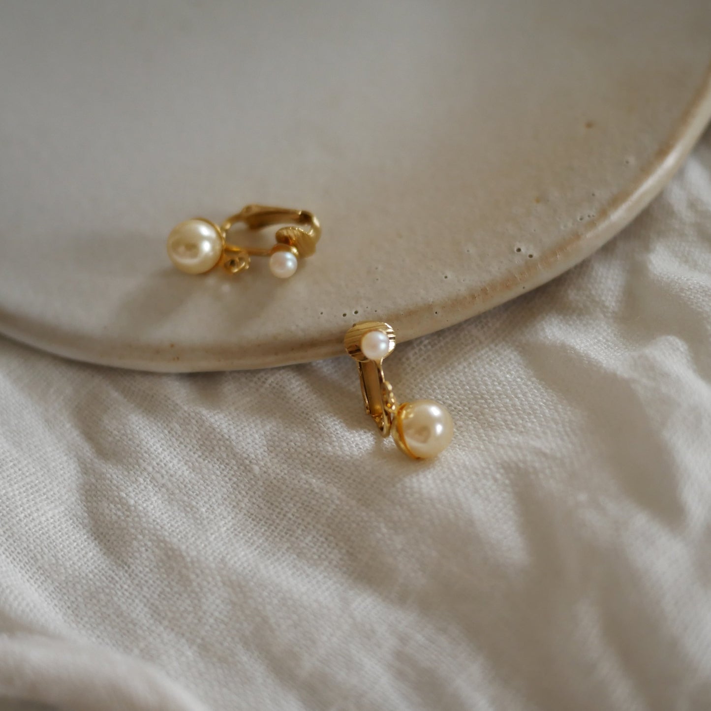 137 Vintage古董夾式珍珠耳環