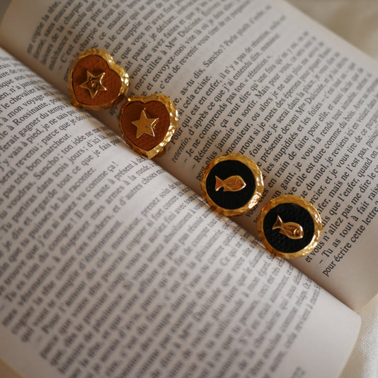 148 Vintage法國獨立設計師Abbeyroad古董夾式耳環