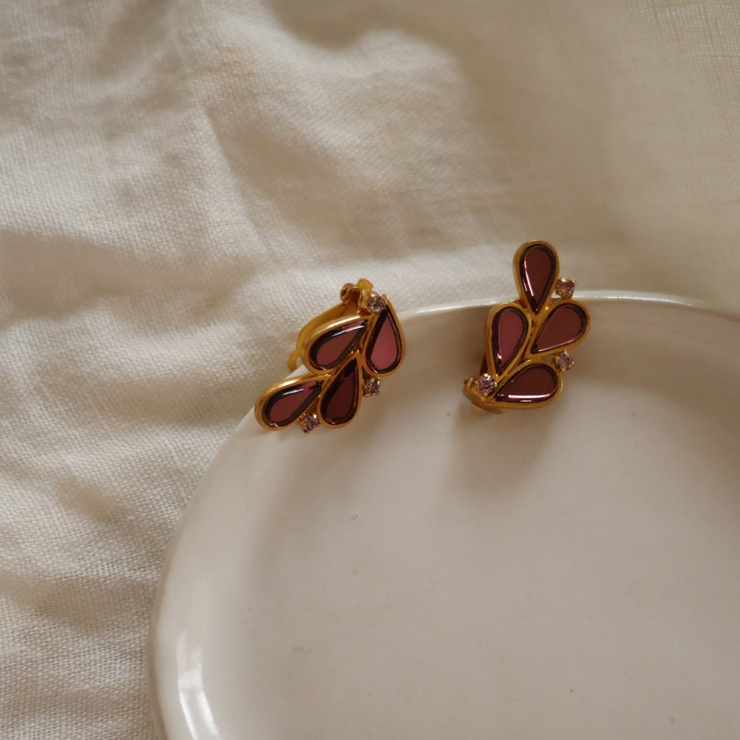 147 Vintage古董夾式耳環