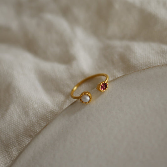 Calypso石榴石珍珠戒指