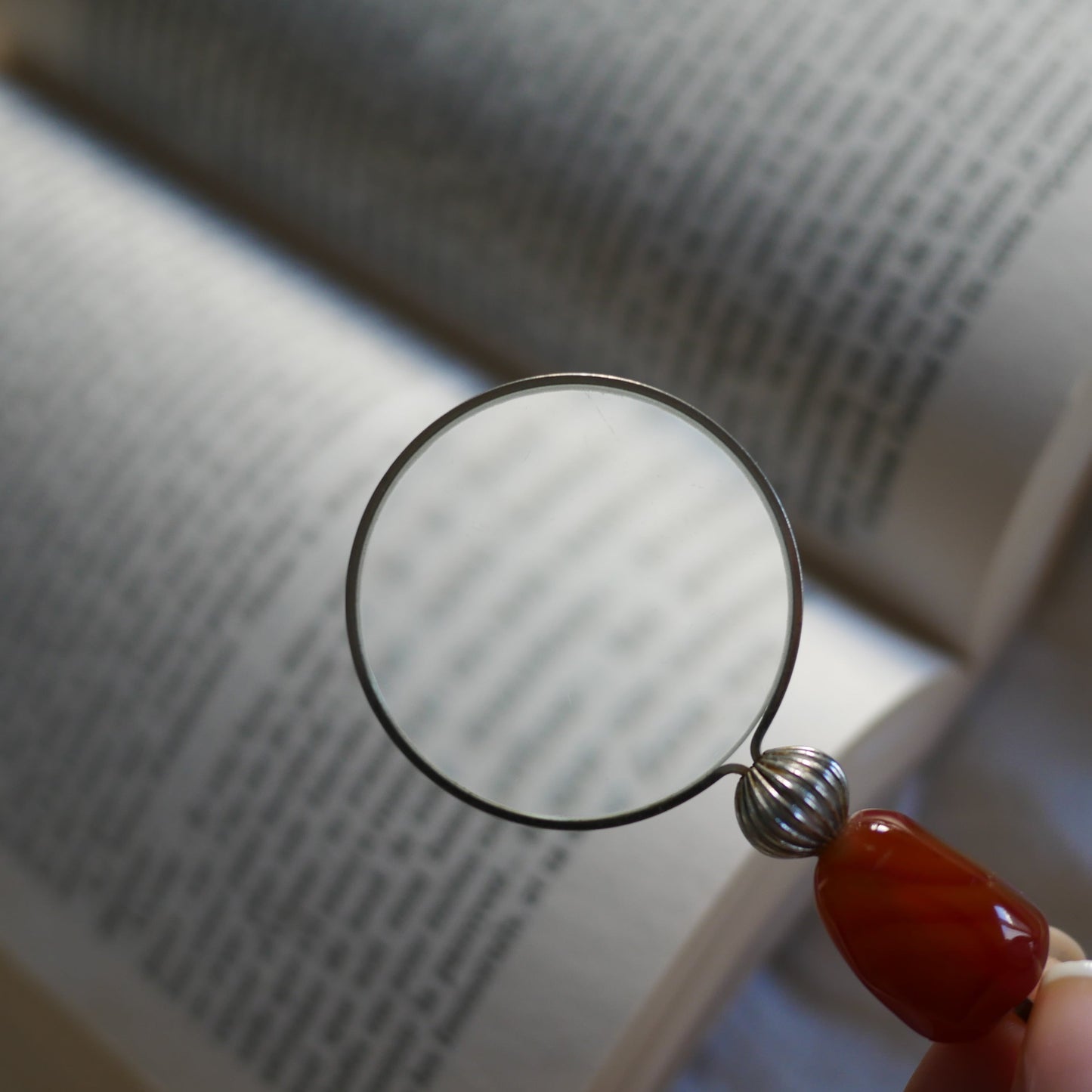 160 Vintage 手工銀製石把放大鏡