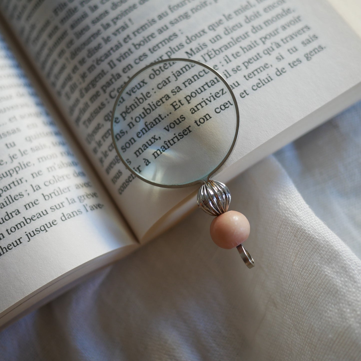 160 Vintage 手工銀製石把放大鏡