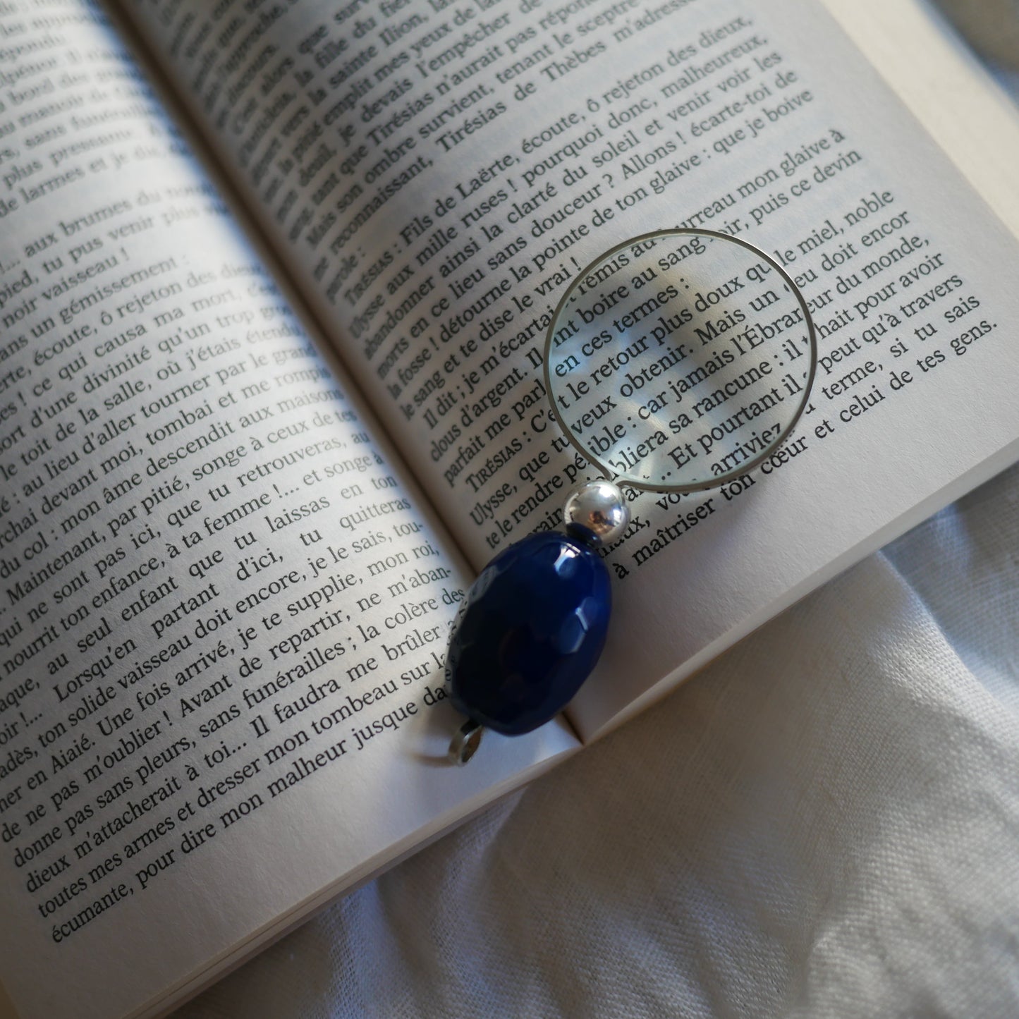 160 Vintage 手工銀製石把放大鏡