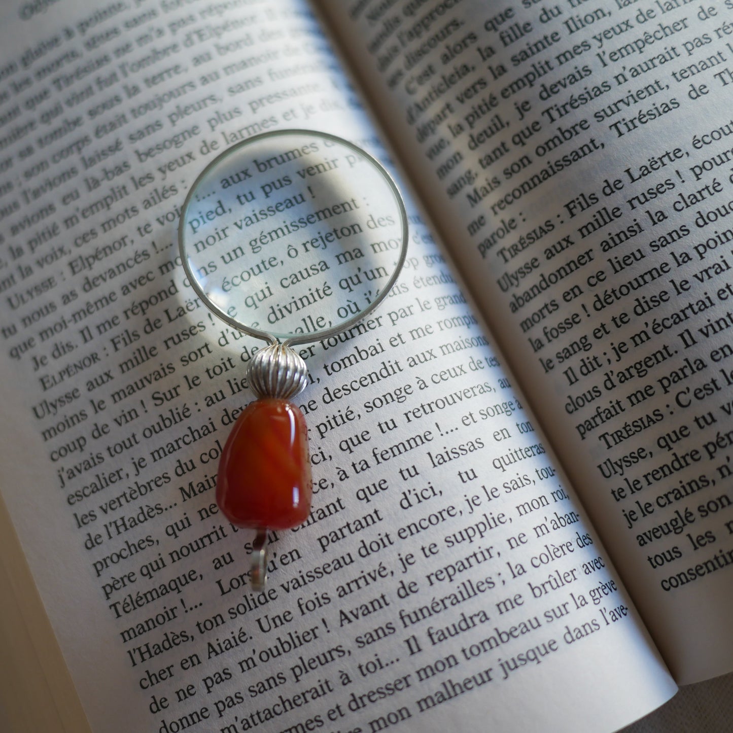 160 Vintage 手工銀製石把放大鏡