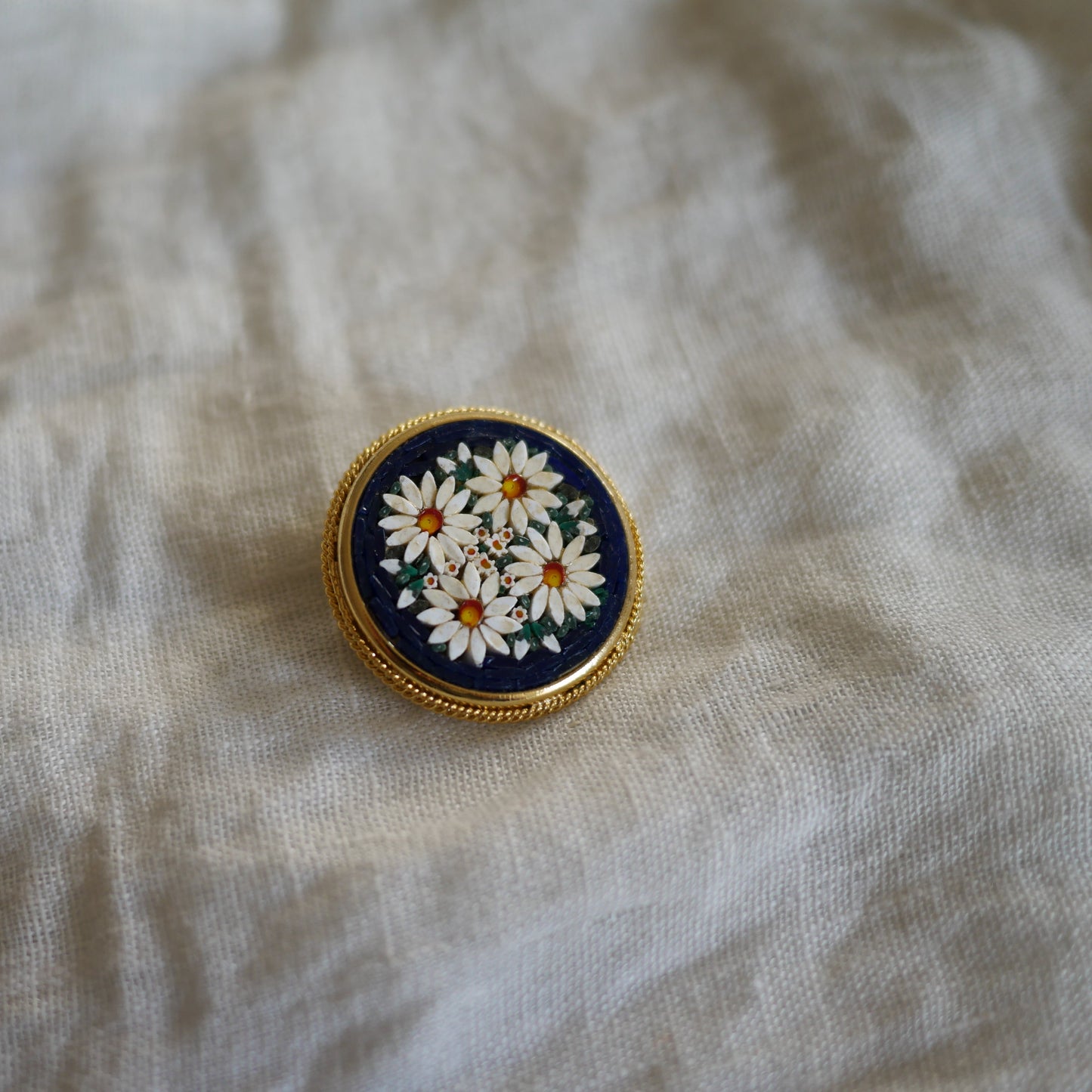 142 Vintage義大利微型馬賽克古董胸針