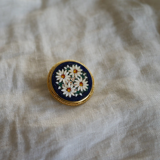 142 Vintage義大利微型馬賽克古董胸針