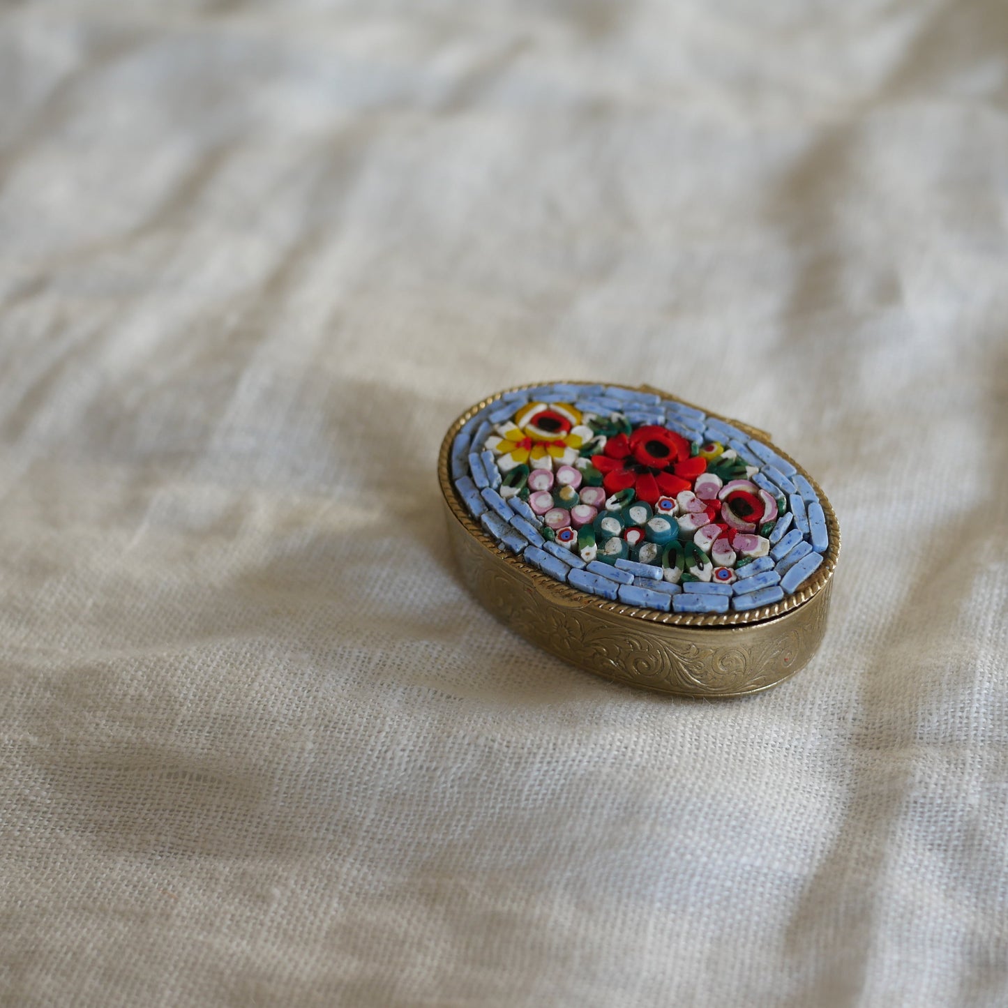 141 Vintage義大利微型馬賽克古董小盒