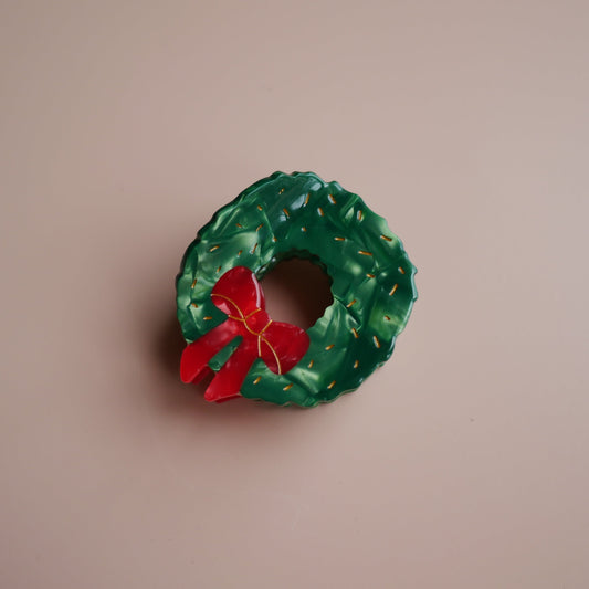 法國Coucou Suzette 聖誕花圈造型爪夾 Christmas Wreath Hair Claw