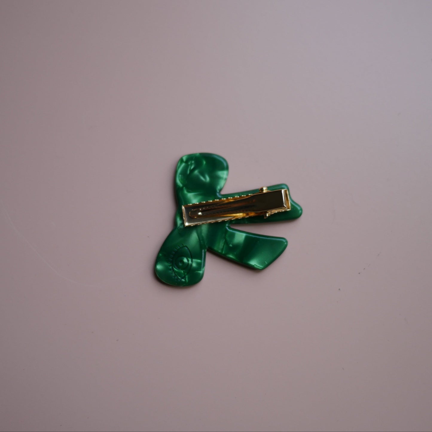 法國Coucou Suzette 綠蝴蝶結髮夾 Green Ribbon Hair Clip