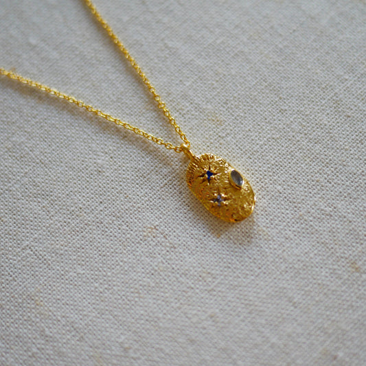 Hydrus Lapis Lazuli/Labradorite Star and Moon Necklace 