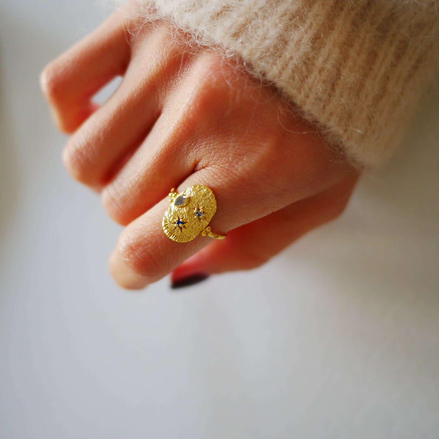 Hydrus Star and Moon Design Ring